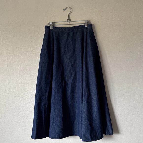 Uniqlo Dresses & Skirts - Uniqlo Women’s Denim Midi Circle Skirt Pockets Elastic Waist Minimalist Modern